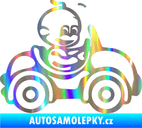 Samolepka Dítě v autě 041 pravá chlapeček v autíčku Holografická