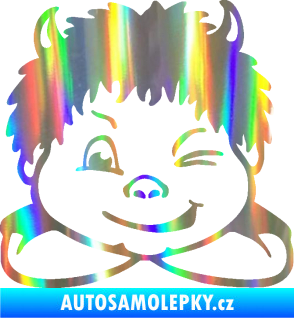Samolepka Dítě v autě 055 levá kluk čertík Holografická