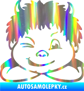 Samolepka Dítě v autě 055 pravá kluk čertík Holografická
