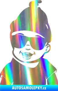 Samolepka Dítě v autě 081 levá chlapeček v brýlích Holografická