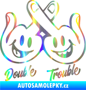 Samolepka Double trouble smajlíci f*ck Holografická