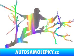 Samolepka Dřevorubec 006 pravá prořezání ve výškách Holografická