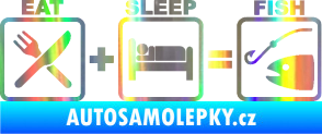 Samolepka Eat sleep fish Holografická