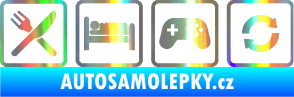 Samolepka Eat sleep game repeat hrát počítačové hry Holografická