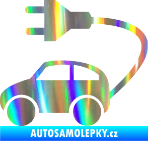 Samolepka Elektro auto 002 levá symbol zásuvka Holografická