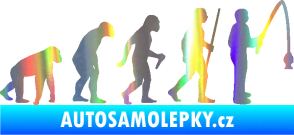 Samolepka Evoluce 005 rybář pravá Holografická