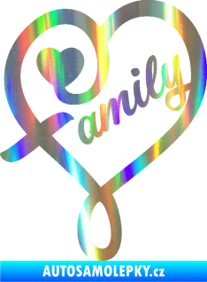 Samolepka Family 001 nápis se srdíčkem Holografická