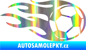 Samolepka Fotbalový míč 004 pravá v plamenech Holografická