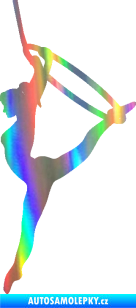 Samolepka Gymnastka 004 levá cvičení s kruhem Holografická