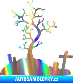 Samolepka Halloween 019 levá hřbitov Holografická