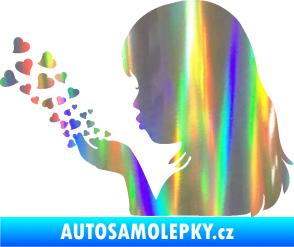 Samolepka Holčička se srdíčky levá Holografická
