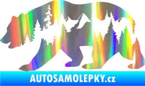 Samolepka Hory s medvědem levá Holografická
