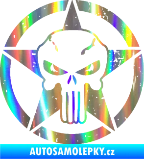 Samolepka Hvězda army 011 levá s lebkou Holografická