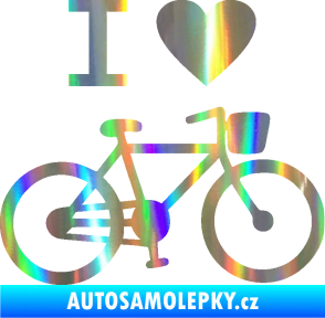 Samolepka I love cycling pravá Holografická