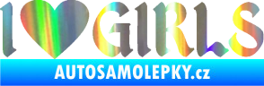 Samolepka I love girls nápis se srdcem Holografická