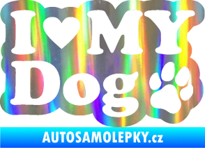 Samolepka I love my dog 002 Holografická