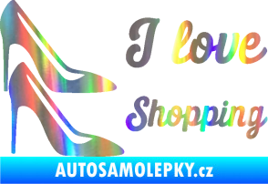 Samolepka I love shopping nápis  Holografická