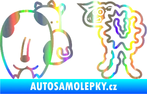 Samolepka JDM kravička a ovečka 001 levá Holografická