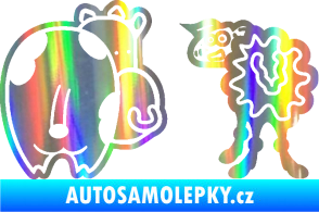 Samolepka JDM kravička a ovečka 002 levá Holografická