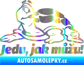 Samolepka Jedu, jak můžu! 001 levá nápis se želvou Holografická