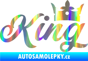Samolepka King nápis s korunou Holografická