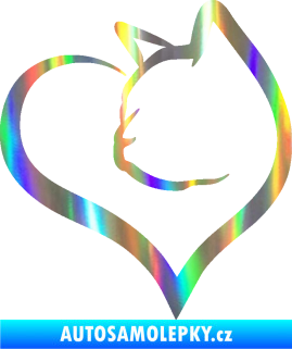 Samolepka Kočka 027 levá v srdíčku Holografická