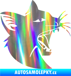 Samolepka Kočka 029  pravá rozzuřená Holografická