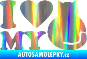 Samolepka Kočka 033 I love my cat Holografická