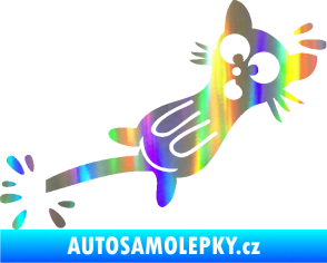 Samolepka Kočka přivřená do dveří pravá Holografická