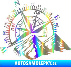 Samolepka Kompas 002 levá hory Holografická