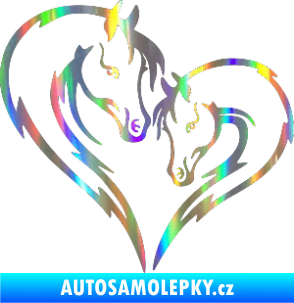 Samolepka Koníci 002 - levá srdíčko kůň s hříbátkem Holografická