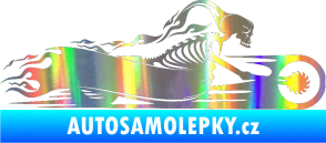 Samolepka Kostra na motorce s plameny pravá Holografická