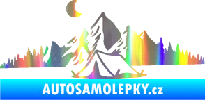 Samolepka Krajina hory 023 levá kempování Holografická
