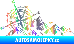 Samolepka Krajina hory 043 levá s kompasem Holografická