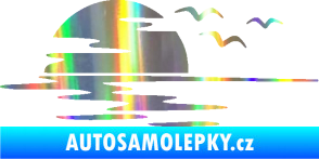 Samolepka Krajina moře 003 levá západ slunce odraz na hladině Holografická