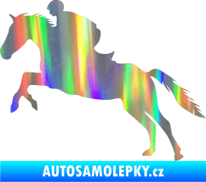 Samolepka Kůň 019 levá jezdec v sedle Holografická