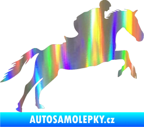 Samolepka Kůň 019 pravá jezdec v sedle Holografická