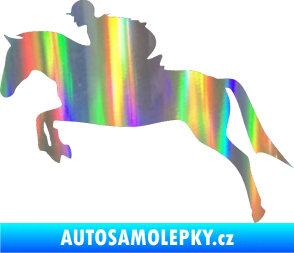 Samolepka Kůň 020 levá skok s jezdcem Holografická