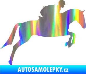 Samolepka Kůň 020 pravá skok s jezdcem Holografická