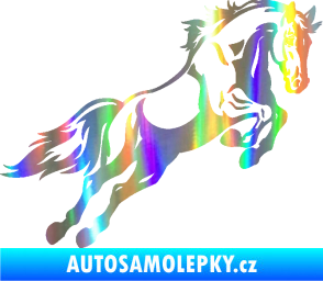 Samolepka Kůň 050 pravá ve skoku Holografická