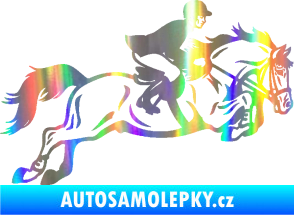 Samolepka Kůň 059  pravá jezdec na koni parkur Holografická