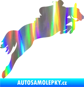 Samolepka Kůň 084 pravá s jezdkyní Holografická