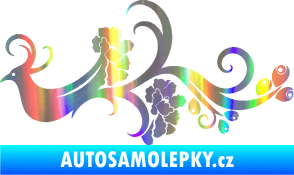 Samolepka Květina dekor 014 levá páv Holografická