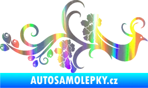 Samolepka Květina dekor 014 pravá páv Holografická