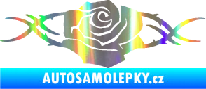 Samolepka Květina dekor 020 levá růže s trny Holografická