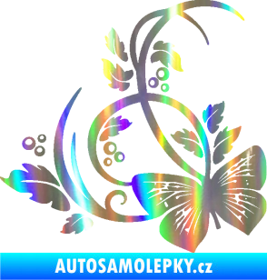 Samolepka Květina dekor 046 levá motýl Holografická