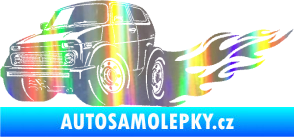 Samolepka Lada auto s plameny levá Holografická