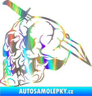 Samolepka Lebka 031 levá probodnutá nožem Holografická