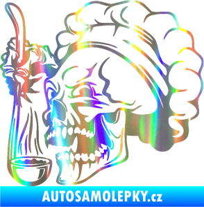 Samolepka Lebka 042 kuchař levá Holografická