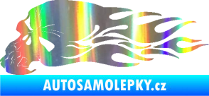 Samolepka Lebka 050 levá v plamenech Holografická